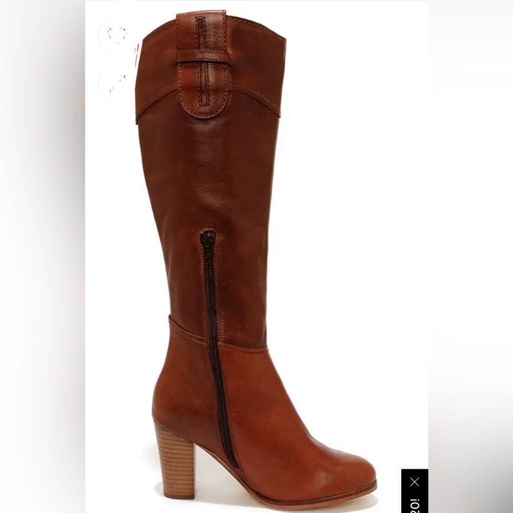 Diba True Connect Tion Tan Leather Knee High Heel Boots.